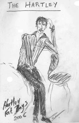Original pencil sketch of Hartley, done at 'Fat Boys' in 'Fortitude Valley'